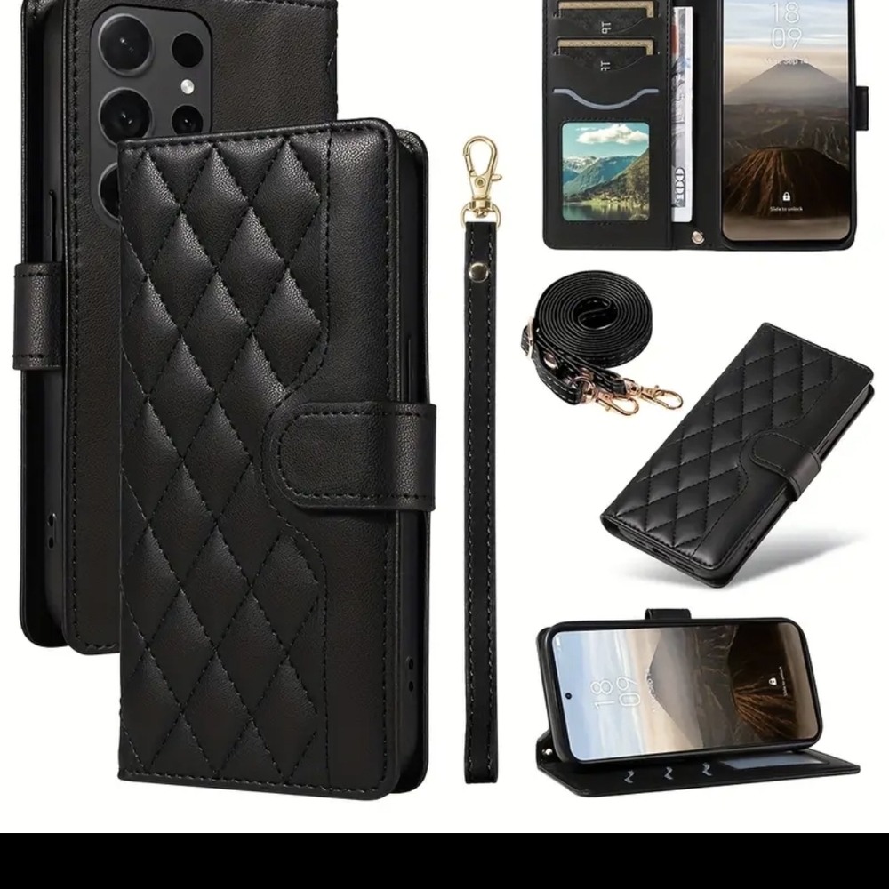 Samsung Galaxy S23 FE Black Quilted Case with Magnetic Closure